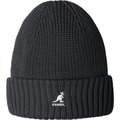 Kangol Unisex Merino Wool Rib Beanie Baskenmütze, schwarz, One Size von Kangol