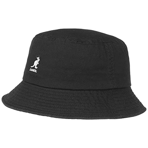 Kangol Washed Bucket Hat Fischerhut Stoffhut, Sommerhut, Strandhut, Anglerhut Damen/Herren - Strandhut Sommerhut Frühling-Sommer Sommer - M (56-57 cm) schwarz von Kangol