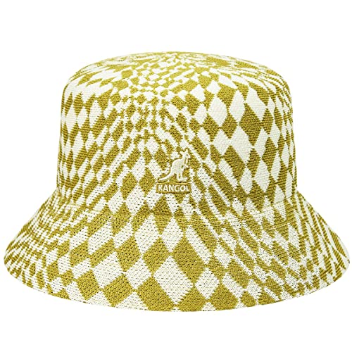 Kangol Warped Check Bucket Stoffhut Fischerhut Anglerhut Herren/Damen - Sommer Frühling-Sommer - L (58-59 cm) Natur-gelb von Kangol