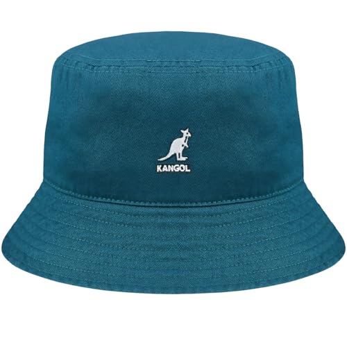 Kangol Washed Bucket Hat Fischerhut Stoffhut, Sommerhut, Strandhut, Anglerhut Damen/Herren - Strandhut Sommerhut Frühling-Sommer Sommer - M (56-57 cm) Petrol von Kangol