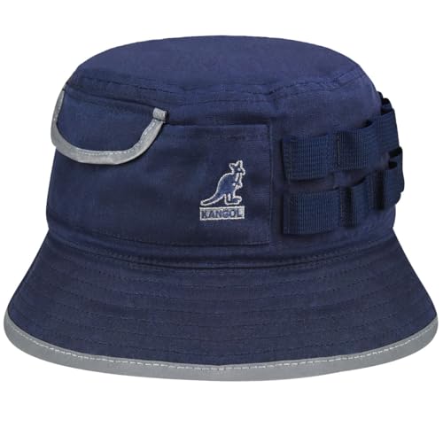 Kangol Waxed Utility Bucket Baumwollhut Stoffhut Anglerhut Sommerhut Sonnenhut Damen/Herren - Sommer Frühling-Sommer - L (58-59 cm) dunkelblau von Kangol