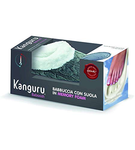Kanguru Damen Baboosh Hausschuhe mit Memory Foam Sohle, Grau, Small/Medium von Kanguru