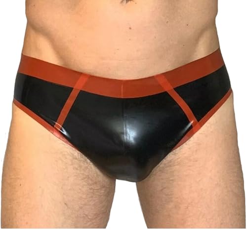 Kangxinsheng Modische Latex Slips für Männer,Naturkautschuk Herren Shorts Latex Unterwäsche,Latex Mann Höschen Cosplay Kostüm Party Clubwear Latex Kleidung Schwarz (Latex, Schwarz,XXL) von Kangxinsheng