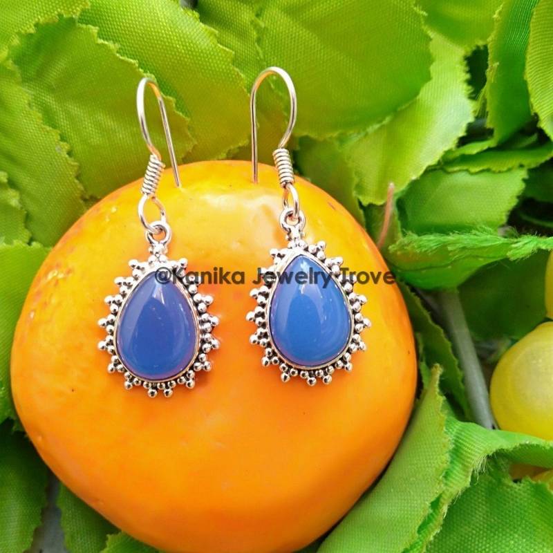 Chalcedon Ohrringe Schmuck Für Frauen, Sterling Silber Ohrringe, Edelstein Handgemachte Geschenk Sie, Osterohrringe von KanikaJewelryTrove