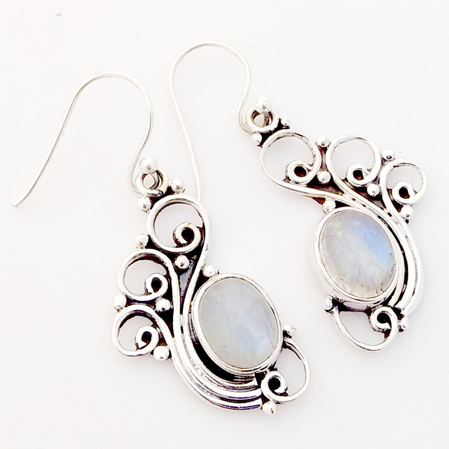 Regenbogen Mondstein Pfau 925 Sterling Silber Ohrringe Für Frauen, Handgemachter Schmuck, Geschenk Sie, Schöne Ohrringe, Edelstein von KanikaJewelryTrove