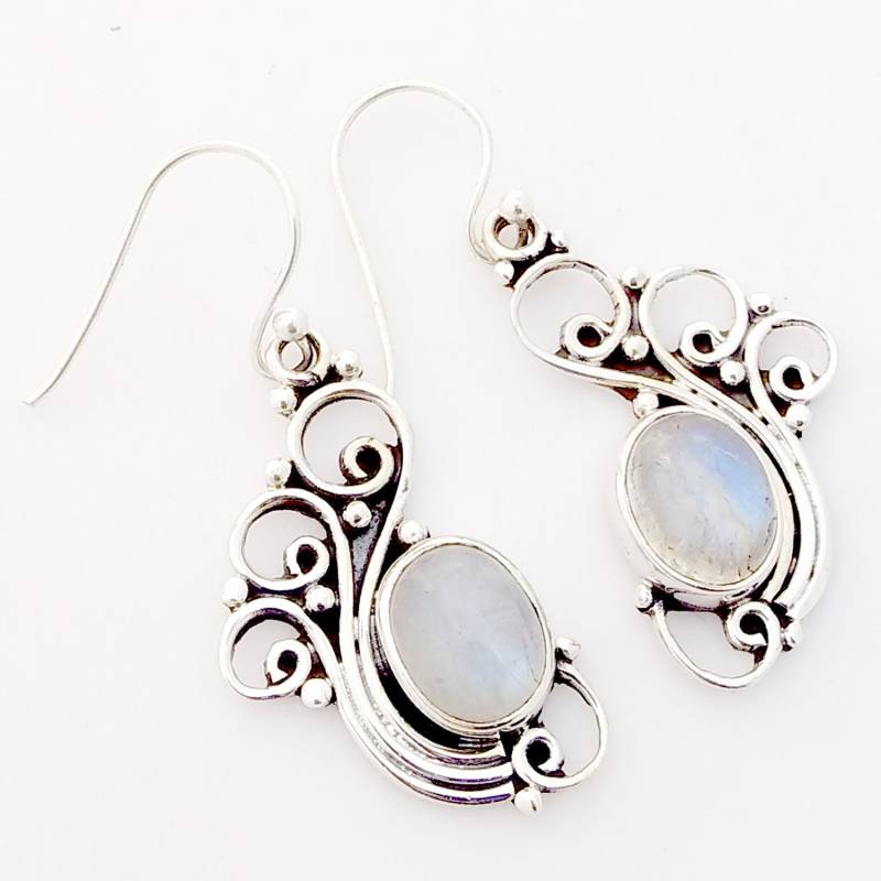 Regenbogen Mondstein Pfau 925 Sterling Silber Ohrringe Für Frauen, Handgemachter Schmuck, Geschenk Sie, Schöne Ohrringe, Edelstein von KanikaJewelryTrove