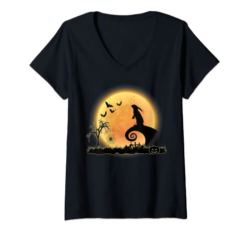 Damen Kaninchen-Tier und Mond-gruseliges lustiges Halloween-Kostüm T-Shirt mit V-Ausschnitt Damen Kaninchen-Tier und Mond-gruseliges lustiges Halloween-Kostüm T-Shirt mit V-Ausschnitt von Kaninchen-Häschen-Tier-lustiges Halloween-Kostüm