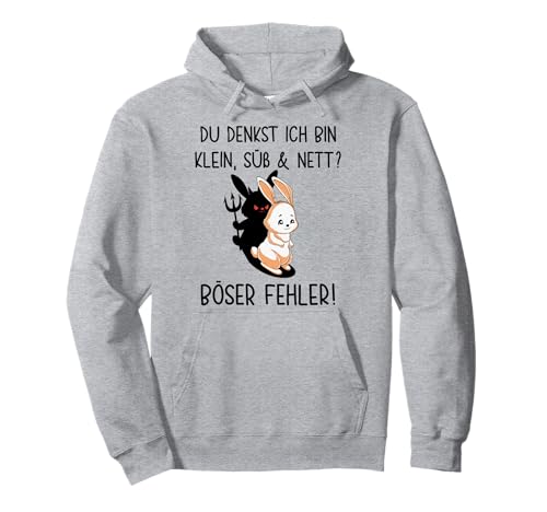 Hase Du denkst ich bin klein süß und nett böser Fehler Damen Pullover Hoodie Hase Du denkst ich bin klein süß und nett böser Fehler Damen Pullover Hoodie von Kaninchen klein lieb nett Böses Hasi Engel Teufel