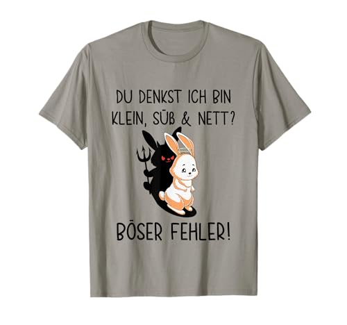 Hase Du denkst ich bin klein süß und nett böser Fehler Damen T-Shirt von Kaninchen klein lieb nett Böses Hasi Engel Teufel