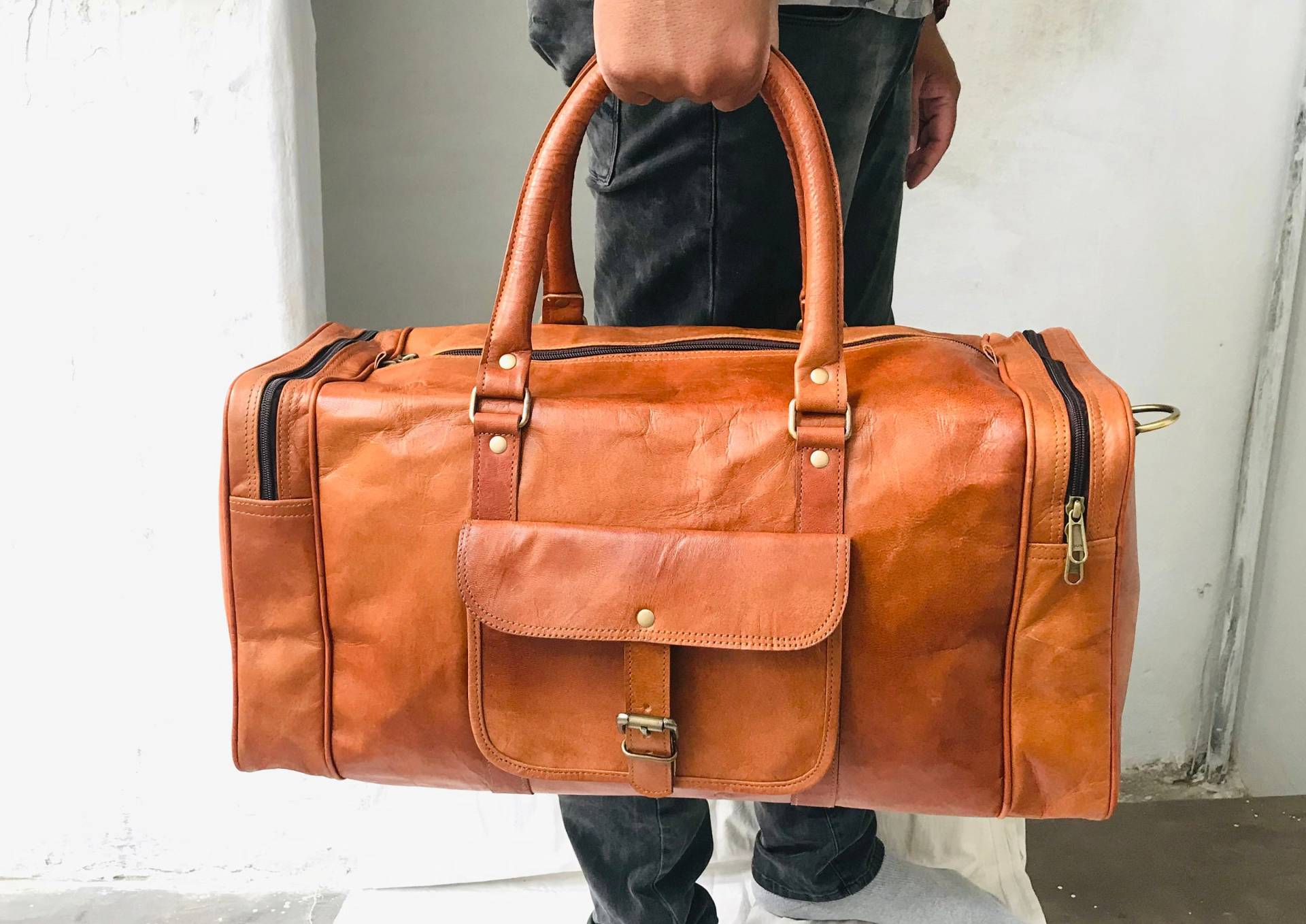 20 "Handgefertigte Leder Seesack, Reisetasche, Sporttasche, Weekender Tasche, Geschenke Für Ihn, Personalisiertes Geschenk Männer von KanizaCraftnetic