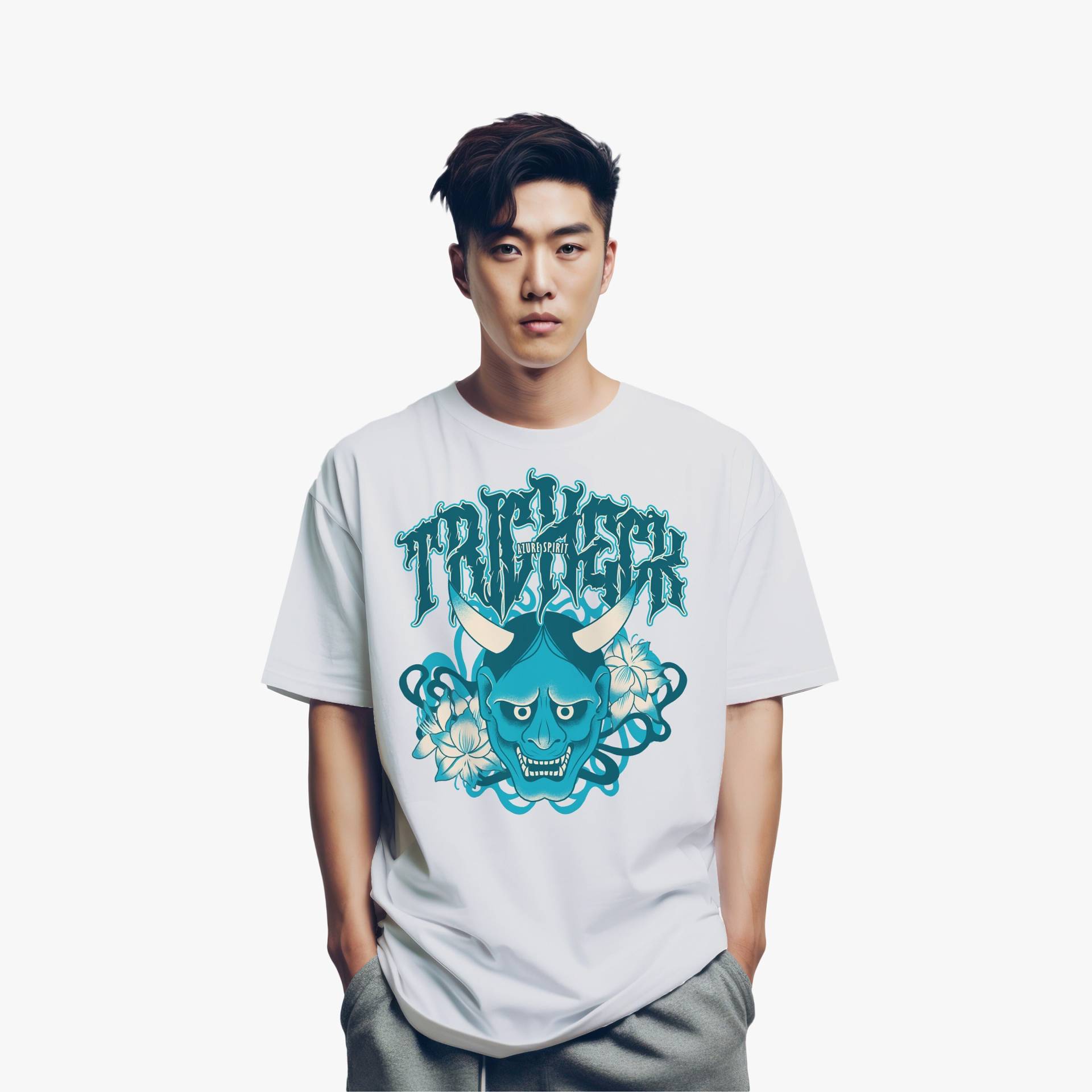 Azure Spirit - Urban Oversized Streetwear T-Shirt, Yokai Grunge Grafik, Nihongo Look, Anime Fan Geschenkidee, Street Style Azure Spirit - Urban Oversized Streetwear T-Shirt, Yokai Grunge Grafik, Nihongo Look, Anime Fan Geschenkidee, Street Style von KanjiTRICHECK
