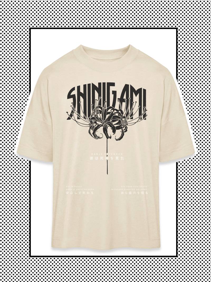 Oversized T-Shirt Vintage Stil in Beige - Shinigami Spinnenlilie Oversized T-Shirt Vintage Stil in Beige - Shinigami Spinnenlilie von KanjiTRICHECK
