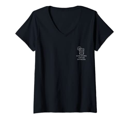 Damen Kann Spuren Von Gin Enthalten T-Shirt mit V-Ausschnitt Damen Kann Spuren Von Gin Enthalten T-Shirt mit V-Ausschnitt von Kann Spuren Von Gintrinker Geschenk-Idee