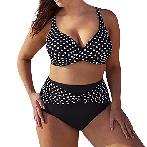 Bademode für Mollige Bikini-Set Damen High Waist Badeanzug Polka-Punkt Push Up Gepolstert Bademode Große Größen Retro Strandmode Beachwear Kanpola von Kanpola Bademode