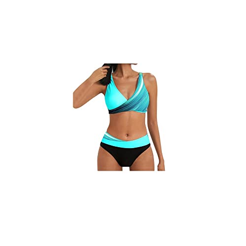 Damen Gepolstert Push-Up Bikini-Set Sexy Neckholder Zweiteilige Badeanzug Mit Cups,Kanpola Triangel Bikini Oberteil+String Bkinihose Schwimmanzug Strandmode von Kanpola Bademode