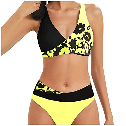 Damen Gepolstert Push-Up Bikini-Set Sexy Neckholder Zweiteilige Badeanzug Mit Cups,Kanpola Triangel Bikini Oberteil+String Bkinihose Schwimmanzug Strandmode von Kanpola Bademode