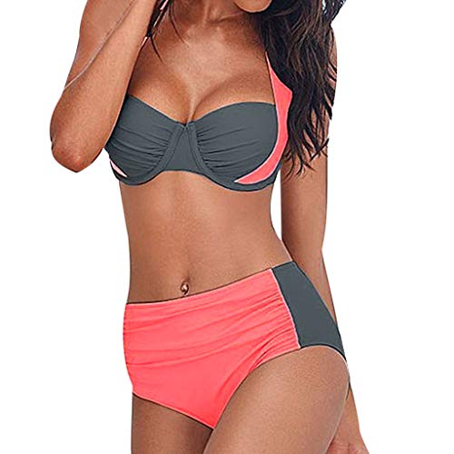 Kanpola Push Up Bikini Set Damen Geteilter Badeanzug Neckholder Crossover Bademode mit Bikinioberteil+Bikinihose Sexy Gepolstert Swimsuits von Kanpola Bademode