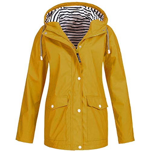 Kanpola Damen Jacke Übergangsjacke Outdoor Wasserdichter Winddicht Regenmantel Regenjacke Kapuzenjacken Jacken Mantel mit Kapuze (EU-38/CN-M, Gelb) von Kanpola Damen Shirts