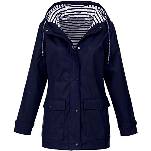 Kanpola Damen Jacke Übergangsjacke Outdoor Wasserdichter Winddicht Regenmantel Regenjacke Kapuzenjacken Jacken Mantel mit Kapuze (EU-40/CN-L, Dunkelblau) von Kanpola Damen Shirts