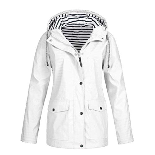 Kanpola Damen Jacke Übergangsjacke Outdoor Wasserdichter Winddicht Regenmantel Regenjacke Kapuzenjacken Jacken Mantel mit Kapuze (EU-42/CN-XL, Weiß) von Kanpola Damen Shirts