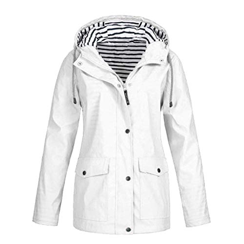 Kanpola Damen Jacke Übergangsjacke Outdoor Wasserdichter Winddicht Regenmantel Regenjacke Kapuzenjacken Jacken Mantel mit Kapuze (EU-46/CN-3XL, Weiß) von Kanpola Damen Shirts