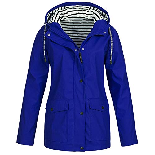 Kanpola Damen Jacke Übergangsjacke Outdoor Wasserdichter Winddicht Regenmantel Regenjacke Kapuzenjacken Jacken Mantel mit Kapuze (EU-48/CN-4XL, Blau) von Kanpola Damen Shirts