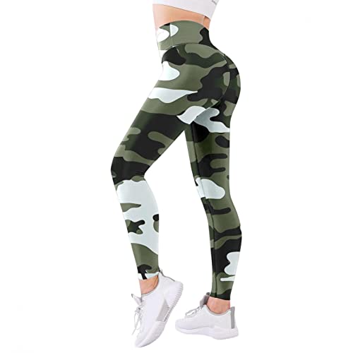 Camouflage Leggings Damen Lang Sportleggings High Waist Blickdicht Yoga Hose Push Up Leggings Stretch Sporthose Laufhose Gym Lauf Fitness Pants Kanpola von Kanpola Damen Sweatshirts