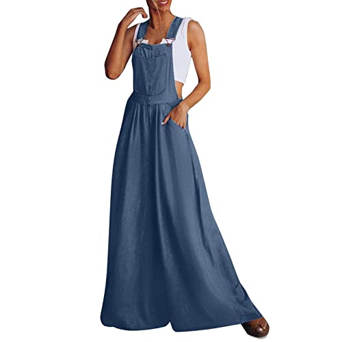 Damen Latzhose Overall Jumpsuit Sommer Jeanslatzhose Große Größen Stretch Denim Overall Lose Casual Playsuit Romper mit Taschen Vintage Frauen Strampler Trägerhose von Kanpola Damen Sweatshirts