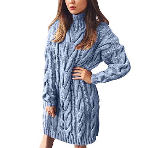 Damen Strickkleid Minikleid Rollkragen Kleid Herbst Winter Langarm Pulloverkleid Zopfmuster Kleider Sexy Minikleid Freizeitkleid Mode Winterkleid Dress Kanpola von Kanpola Damen Sweatshirts