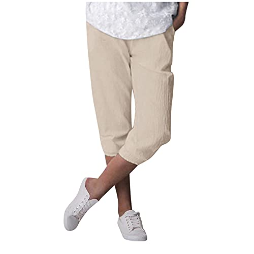 Kanpola Damen 3/4 Hosen Sommerhose Freizeithose Lose Haremshose Stoffhose Sommer Casual Hose Einfarbig Jogginghose Sporthose Yogahose Mode Schlupfhose mit Taschen von Kanpola Damen Sweatshirts