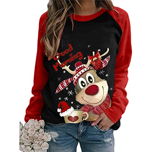 Kanpola Damen 3D Pullover Weihnachtspullover Rundhals Drucken Sweatshirt Sweater Herbst Winter Langarm Pullis Bluse Weihnachten Frauen Lässige Sport Oberteile Tops von Kanpola Damen Sweatshirts