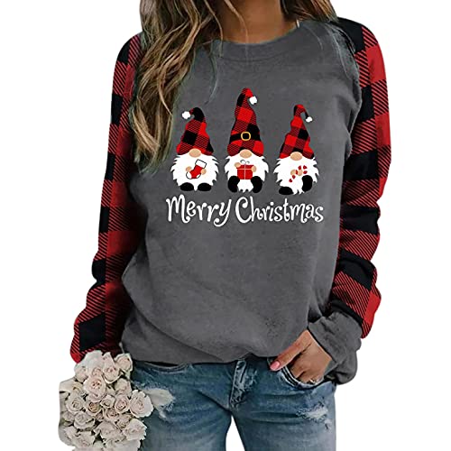 Kanpola Damen 3D Pullover Weihnachtspullover Rundhals Drucken Sweatshirt Sweater Herbst Winter Langarm Pullis Bluse Weihnachten Frauen Lässige Sport Oberteile Tops von Kanpola Damen Sweatshirts