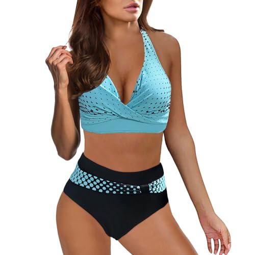 Kanpola Damen Badeanzug Mode Drucken 2tlg Bikini Set Push Up mit Bügel V Ausschnitt High Waist Breite Träger Bademode Bauchweg Badeanzüge Zweiteiliger Strandbikini Schwimmanzug von Kanpola Damen Sweatshirts