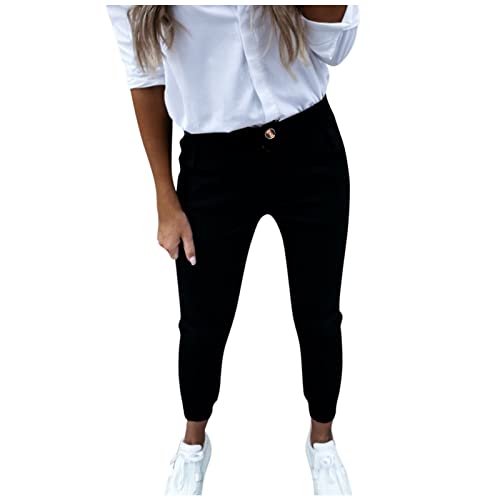 Kanpola Damen Cropped Hose Stretch Chino Freizeithose Große Größen Bequeme Jogginghose Trainingshose Knopfleiste Sporthose Trainingshose Elegant Yogahose Outdoorhose von Kanpola Damen Sweatshirts