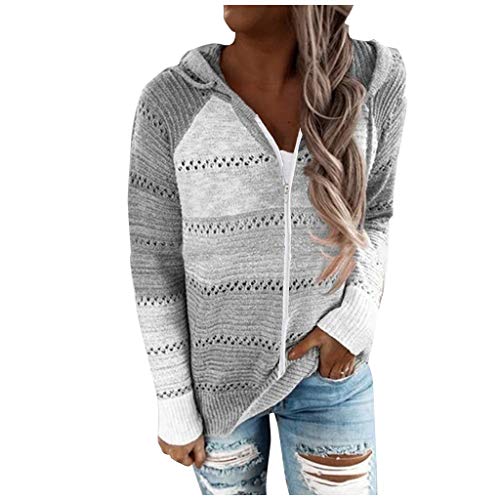Kanpola Damen Hoodie Oversize Kapuzenpullover Sweatshirt Patchwork Langarm Hoodies mit Reißverschluss,Herbst Winter Freizeit Slim Fit Kapuzensweatshirt Kapuzenpullis Tops von Kanpola Damen Sweatshirts