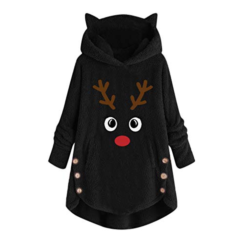 Kanpola Damen Hoodie Weihnachtspullover Oversize Lang Teddy Kapuzenpullover Sweatshirt Winter Warm Plüsch Pullover Kapuzenpullis Weihnachten Hoody Geschenk von Kanpola Damen Sweatshirts