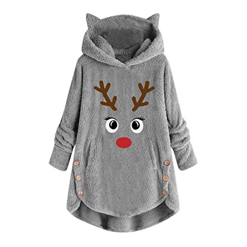 Kanpola Damen Hoodie Weihnachtspullover Oversize Lang Teddy Kapuzenpullover Sweatshirt Winter Warm Plüsch Pullover Kapuzenpullis Weihnachten Hoody Geschenk von Kanpola Damen Sweatshirts