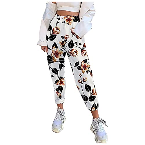 Kanpola Damen Hosen Jogginghose Sweathose Drucken Freizeithose Lang Yogahose mit Taschen Sommer Loose Fit Sporthose Trainingshose Haremshosen Streetwear von Kanpola Damen Sweatshirts