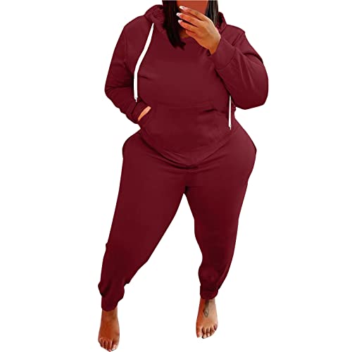 Kanpola Damen Jogginganzug Set Große Größe Traingsanzug Sportanzug Herbst Winter Langarm Hoodie Top + Jogginghose Tracksuit 2 Teilig Freizeitanzug Lose Bequem Sportswear Streetwear von Kanpola Damen Sweatshirts