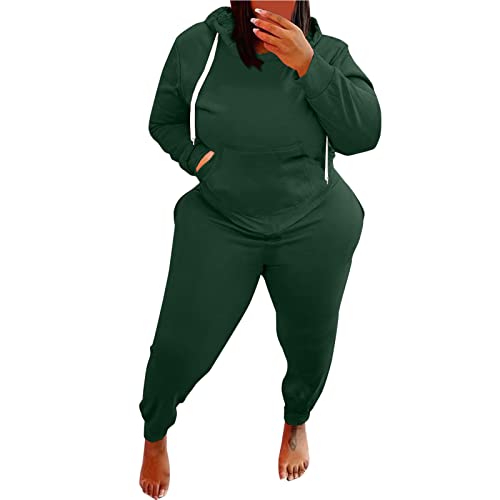 Kanpola Damen Jogginganzug Set Große Größe Traingsanzug Sportanzug Herbst Winter Langarm Hoodie Top + Jogginghose Tracksuit 2 Teilig Freizeitanzug Lose Bequem Sportswear Streetwear von Kanpola Damen Sweatshirts