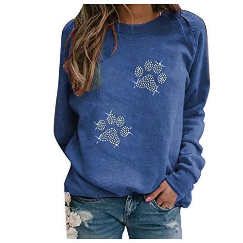 Kanpola Damen Pullover Shirts Printed Frauen Sweatshirt Rundhals Blusen Langarmshirt,Frühjahr Sommer Schön Hund Shirt Freizeit Sport Oberteile Tops von Kanpola Damen Sweatshirts