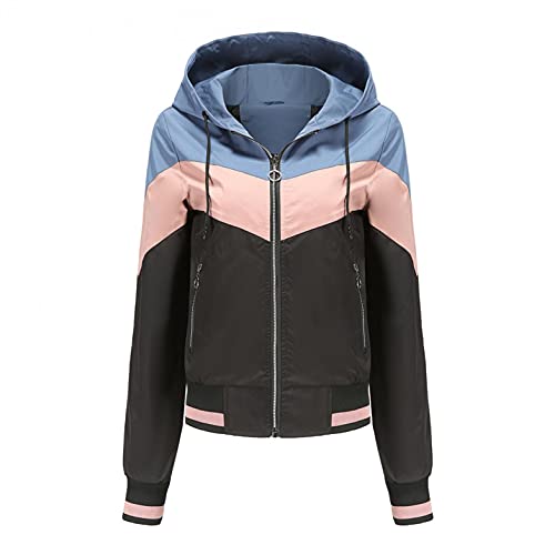 Kanpola Damen Regenjacke Kurze Regenmantel Übergangsjacke Bunt Hooded Jacke Windjacke Herbst Winter Wasserdicht Atmungsaktiv Leichte Outdoorjacke mit Reißverschluss Tasche für Frauen von Kanpola Damen Sweatshirts