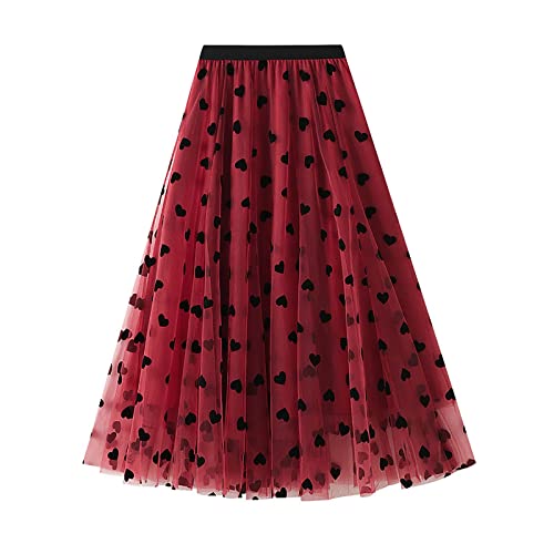 Kanpola Damen Tüllrock Elegant Lang Ballettrock Herz Röcke Freizeitrock Hohe Taille Maxirock Damenrock Abendveranstaltung Partyrock Karneval Kostüm mit Elastischer Bund von Kanpola Damen Sweatshirts