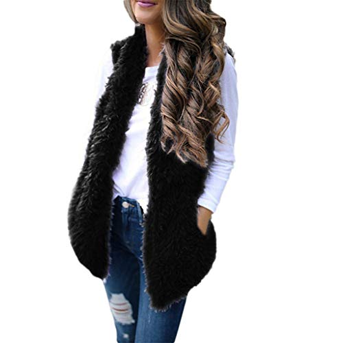 Kanpola Damen Weste Lang Plüschjacke Warm Jacke Cardigan Herbst Winter Ärmellos Teddyweste Elegante Winterjacke Plüsch Mantel Jacke für Frauen von Kanpola Damen Sweatshirts