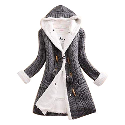 Kanpola Damen Winterjacke Große Größen Winter Lang PlüSchjacke Mantel mit Tasches Warm Pullover Fleecemantel Hupenknopf Mantel Jacken Slim Fit Lässige Kapuzenjacken Outwear Oberteile von Kanpola Damen Sweatshirts