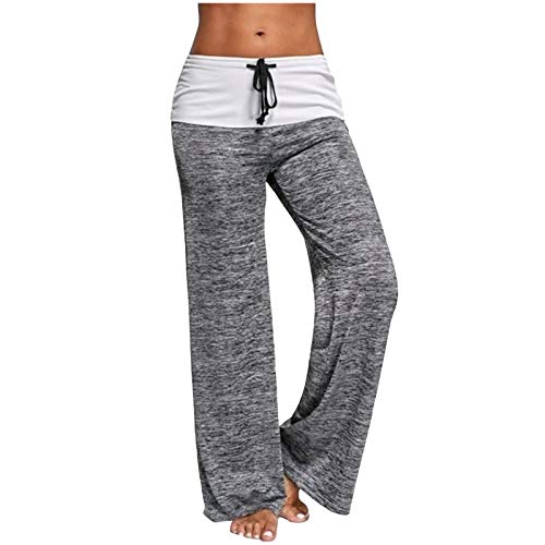 Kanpola Jogginghose Damen Hosen Sommer Lang Hose Jogginghose Patchwork Leggings Stoffhose Lose Freizeithose Yogahose Sporthose mit Kordelzug Leichte Bequem von Kanpola Damen Sweatshirts