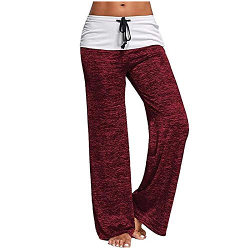 Kanpola Jogginghose Damen Hosen Sommer Lang Hose Jogginghose Patchwork Leggings Stoffhose Lose Freizeithose Yogahose Sporthose mit Kordelzug Leichte Bequem von Kanpola Damen Sweatshirts