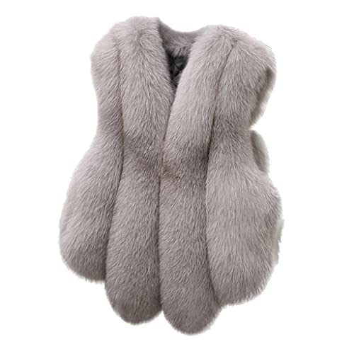 Kanpola Kunstpelz Jacke Damen Weste Lange Fellweste Herbst Winter Ärmellose Winterjacke Warm Steppweste Cardigan Elegant Felljacke Frauen Mantel Jacke von Kanpola Damen Sweatshirts