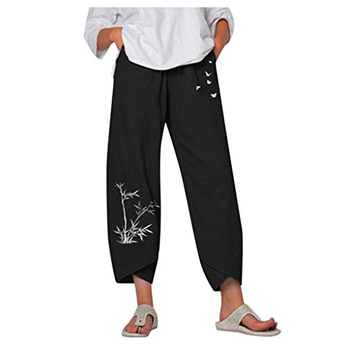 Kanpola Leinenhose Damen Sommer Große Größen Leinen Hose Druck Freizeithose mit Taschen Frauen Hosen Jogginghose Loose Bequem Yogahose Haremshosen von Kanpola Damen Sweatshirts