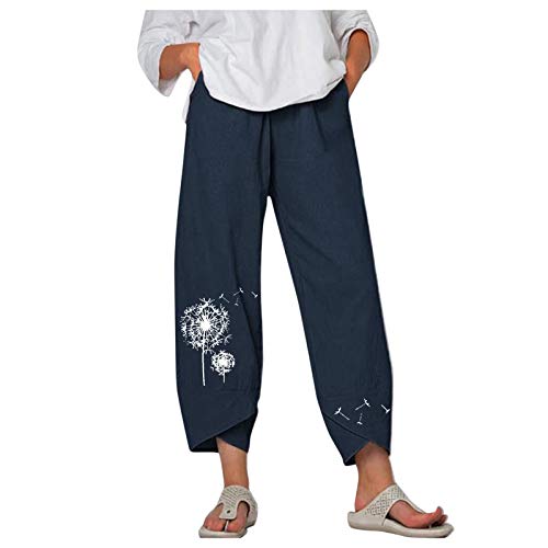 Kanpola Leinenhose Damen Sommer Große Größen Leinen Hose Druck Freizeithose mit Taschen Frauen Hosen Jogginghose Loose Bequem Yogahose Haremshosen von Kanpola Damen Sweatshirts